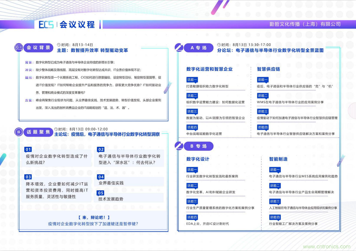 ECS 2020|第二屆中國電子通信與半導體CIO峰會正式啟動！